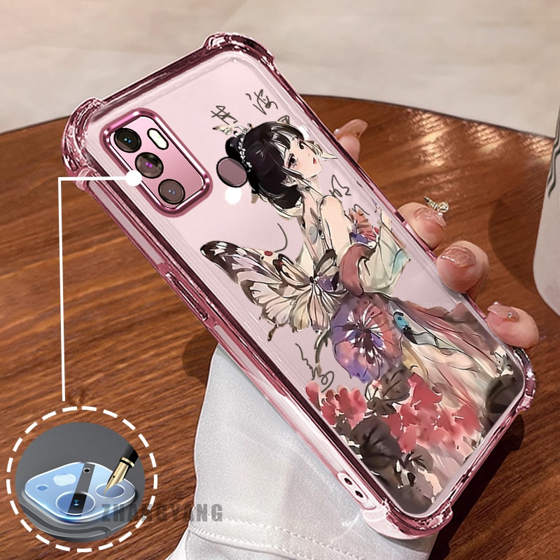 กรณีสําหรับoppo A53 2020 A33 สี่มุมElectroplated anti DROPเคสโทรศัพท์ความงามArtสาวรูปแบบซิลิโคนTPU soft case