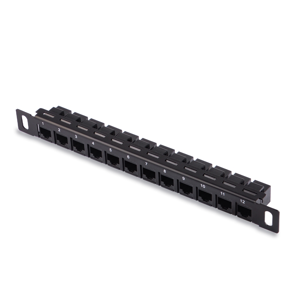 Deskpi Rackmate Accessories แผงแพทช์ 12 พอร์ต, แผงแพทช์เครือข่าย CAT6 ขนาด 10 นิ้ว 0.5U