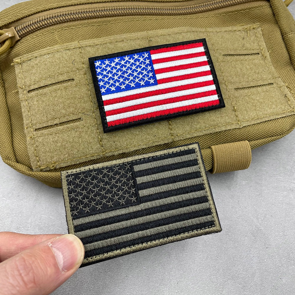 US American Flag Star Stripe Flag Full เย็บปักถักร้อย Patch เสื้อผ้าหมวกกระเป๋าเป้สะพายหลังอุปกรณ์เสริม Hook & Ring Fastener