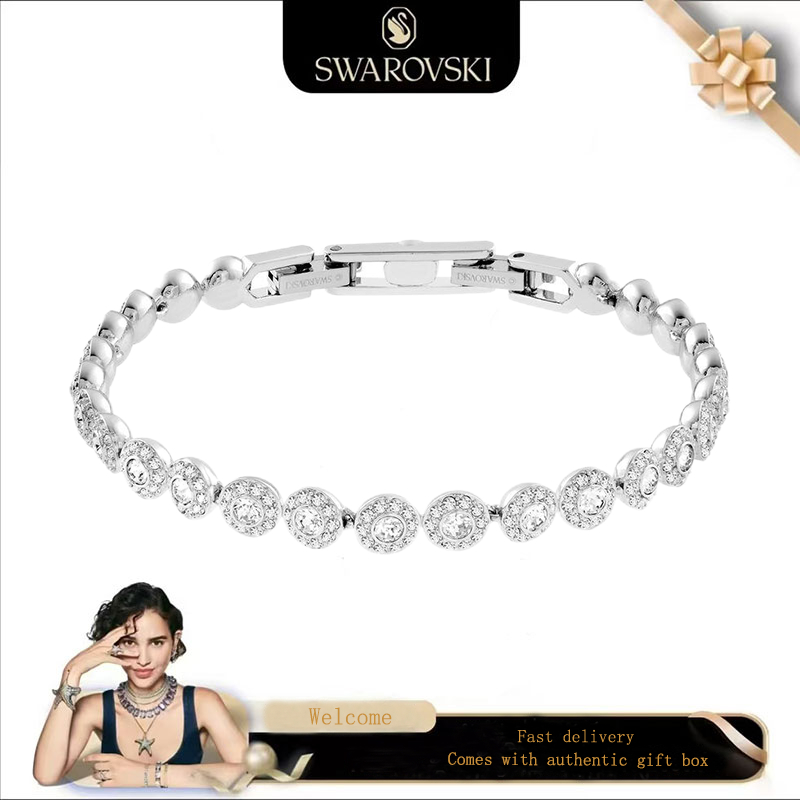 SWAROVSKI สวารอฟสกี้ (ใหม่) สร้อยข้อมือสุภาพสตรีแฟชั่น สร้อยข้อมือ ส925 เงินสเตอร์ลิง สร้อยข้อมือนางฟ้าเพชรสีขาว ของขวัญวันวาเลนไทน์ของขวัญวัน