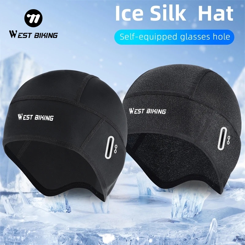 WEST BIKING Cool หมวกผู้ชายหมวกฤดูร้อนจักรยานขี่จักรยานหมวกรถจักรยานยนต์ Balaclava ผ้าไหมน้ําแข็ง Breathable กันฝุ่นขี่จักรยานหมวก