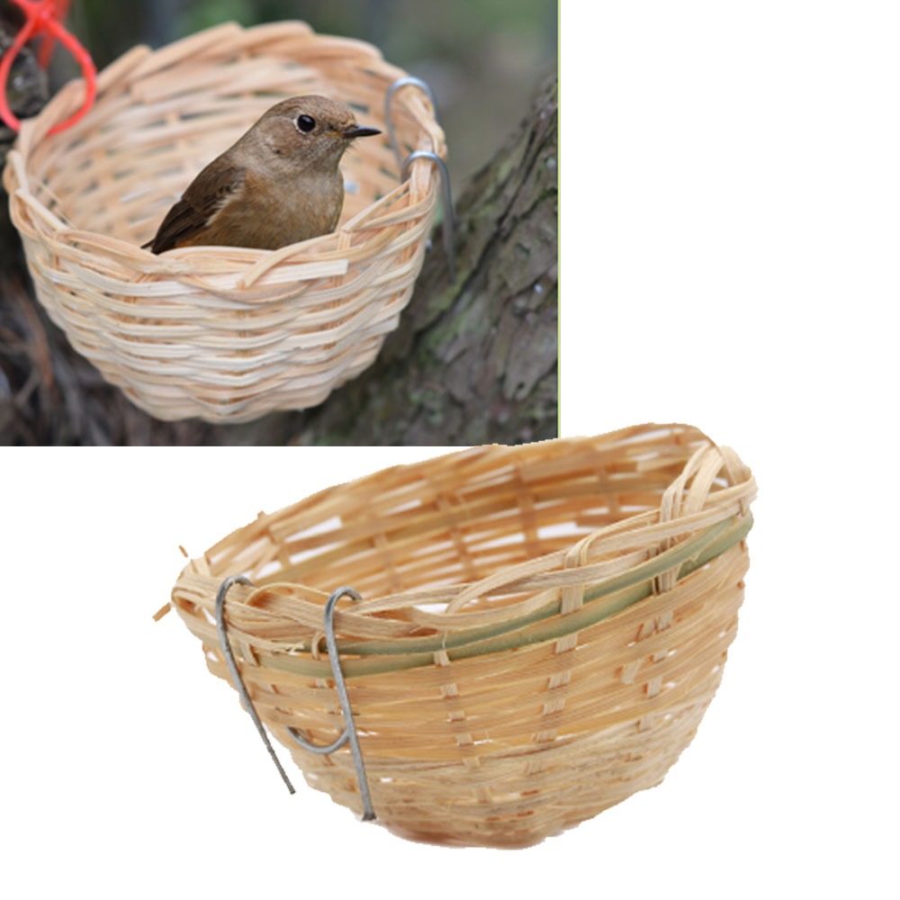 นกแก้วรังไม้ไผ่นกบูดเจอร์อิการ์กระจอก Agapornis Handmade Nest Birdอุปกรณ์ให้อาหารกรงนกอุปกรณ์เสริม