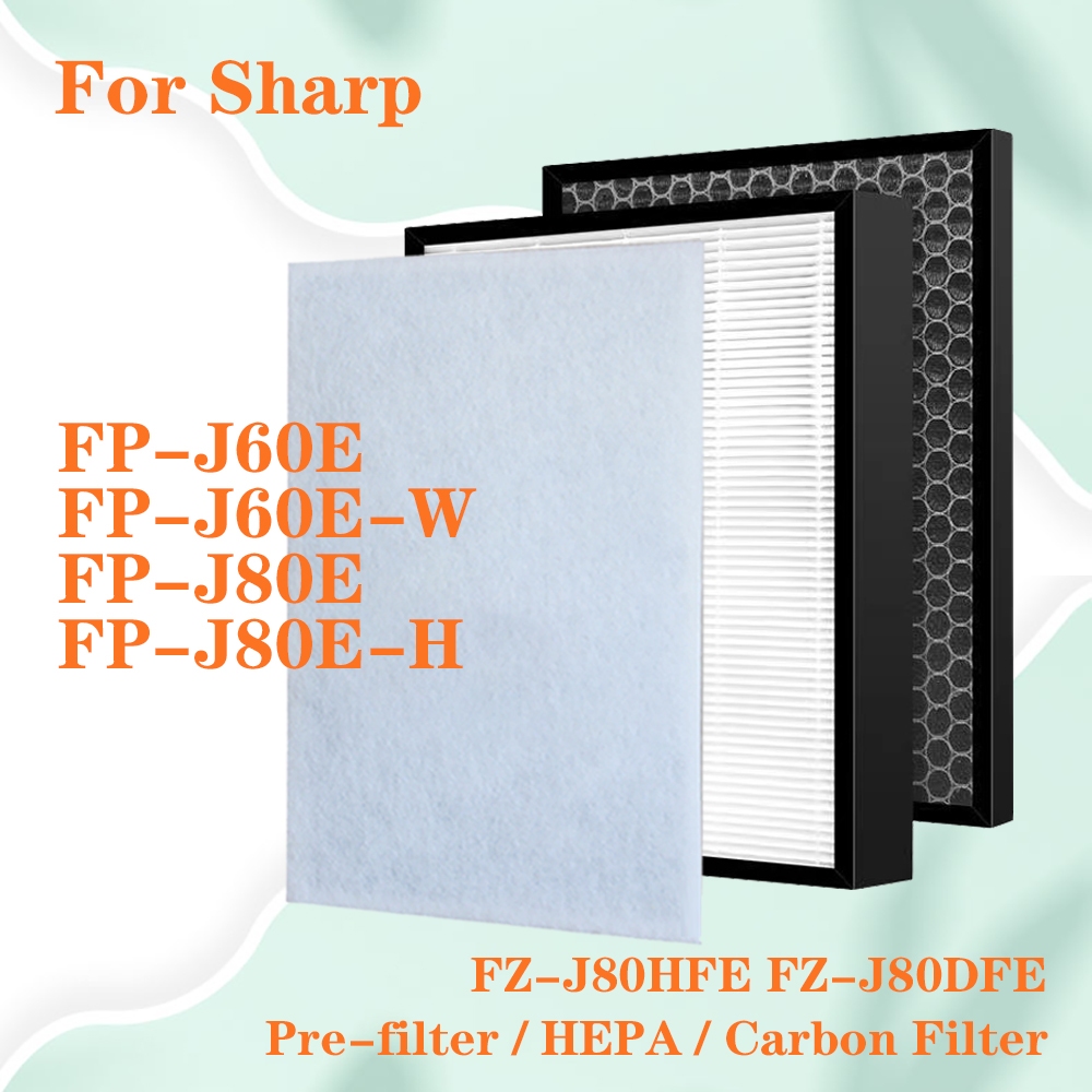 สําหรับเครื่องฟอกอากาศ Sharp FP-J60E-W FP-J80E-H FP-J80EP-H FP-J80EV-H FP-J60E FP-J80E,เปลี่ยน HEPA 