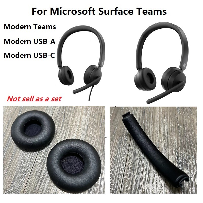 100% Original Ear pads เบาะสําหรับ Microsoft Surface Modern Teams/USB-A/USB-C แบบมีสายและหูฟังไร้สาย Earmuffs แถบคาดศีรษะ pads