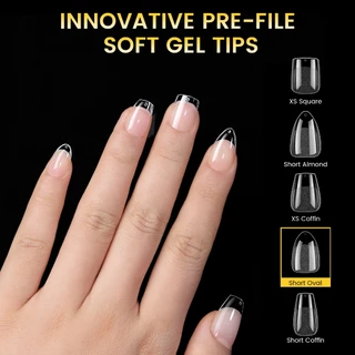 【Local】BORN PRETTY เล็บปลอมครึ่ง Matte ทรงรูปไข่ Pre-shape ใส 12 ขนาด 288 ชิ้น/กล่อง