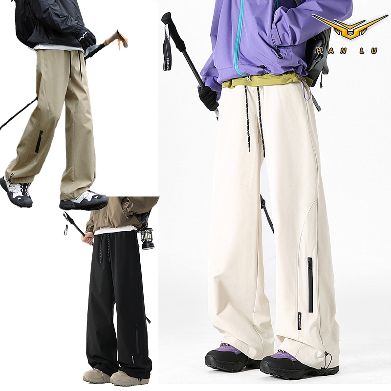 HANLU  กางเกงเดินป่าไล่น้ําสําหรับฤดูใบไม้ผลิและฤดูใบไม้ร่วงการผจญภัยกลางแจ้ง