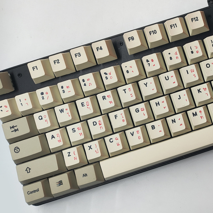 🔥ขายตรงจากโรงงาน🔥9009 ปุ่มกดสีเทาสไตล์ไทยย้อนยุค วัสดุ Cherry PBT ครบชุด 149 คีย์ คีย์ซับลิเมชั่น