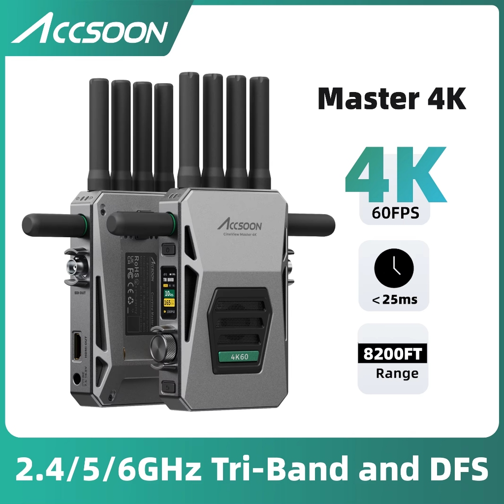 Accsoon CineView Master 4K 6G/5G/2.4GHz การส่งสัญญาณไร้สายวิดีโอสําหรับ HDMI SDI 25MS class latency 