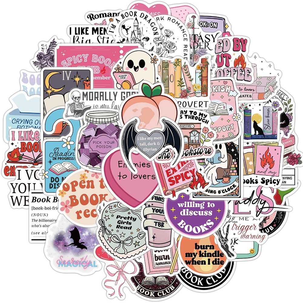 [สติกเกอร์ขนาดใหญ่] 50 ชิ้นอ่าน Graffiti สติกเกอร์วินเทจกันน้ําตกแต่งสติกเกอร์การ์ตูนสําหรับ Retro Scrapbooking Notebooks กระเป๋าเดินทาง Decal