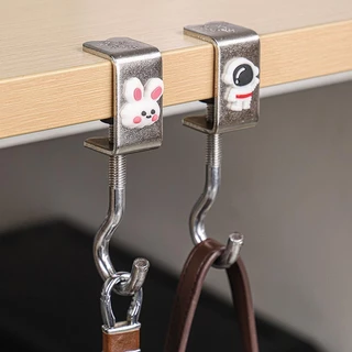 🌷 ตะขอสแตนเลส ตะขอแขวนขอบโต๊ะ อเนกประสงค์ หมุนปรับได้ ตะขอตั้งโต๊ะโลหะ Metal hook - แขวนกระเป๋า ด้านข้าง แบบสร้างสรรค์ สําหรับนักเรียน