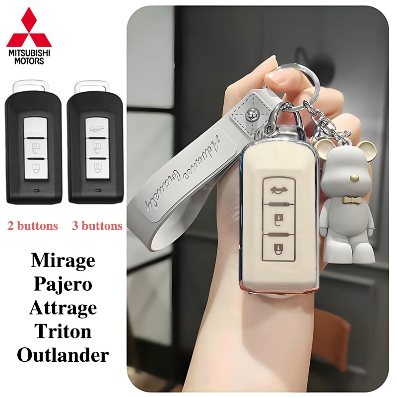 เคสกุญแจรถ Mitsubishi Mitsubishi Remote Key Case Mitsubishi Outlander Key Cover สําหรับ Mitsubishi Mirage/Pajero/Attrage/Triton/Outlander/ASX
