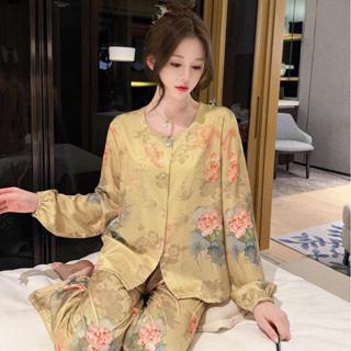 ชุดนอนสตรีแขนยาวจากผ้าไหม ออกแบบสำหรับทุกฤดูกาล สวมใส่สบาย เ…