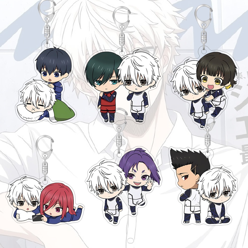 อะคริลิคมิตรภาพพวงกุญแจสีฟ้าล็อคการ์ตูนน่ารักกระเป๋าตกแต่งกระเป๋านักเรียนจี้ขนาดเล็กของขวัญพวงกุญแจ