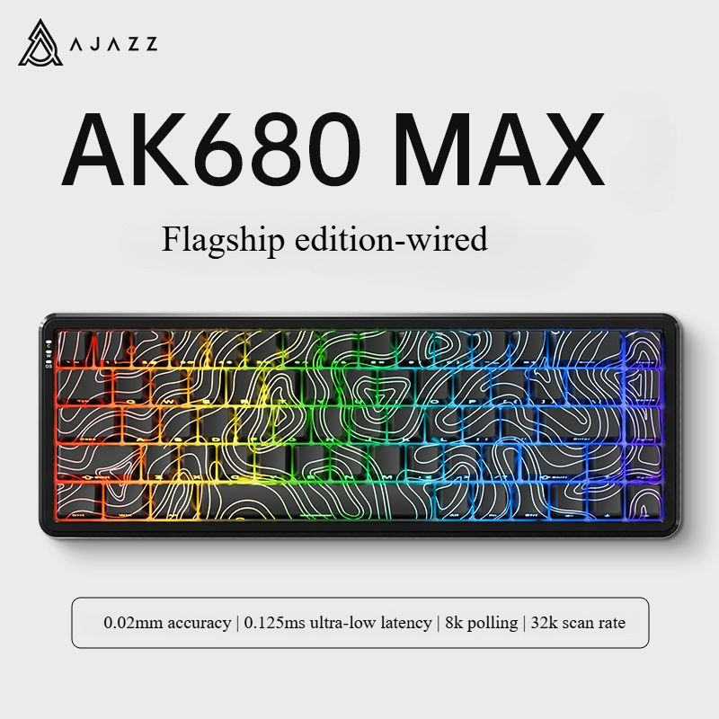 AJAZZ AK680 Max คีย์บอร์ดไร้สายแบบมีสาย Rapid Trigger คีย์บอร์ดแม่เหล็กสวิทช์ Full-key Hot Swappable