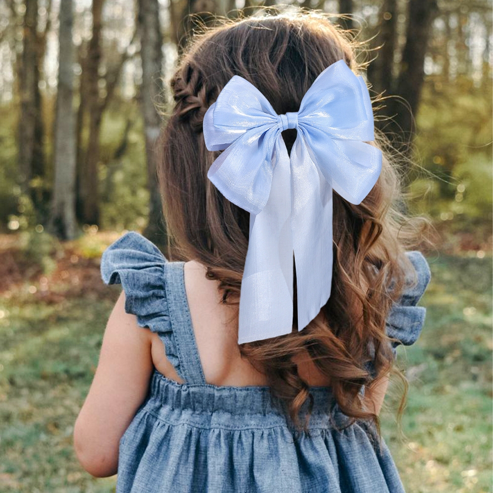 1ชิ้นซูเปอร์แฟรี่ขนาดริบบิ้นโบว์กิ๊บเจ้าหญิงหวานโบว์กิ๊บบรรยากาศเครื่องประดับผม - รูปที่ 3