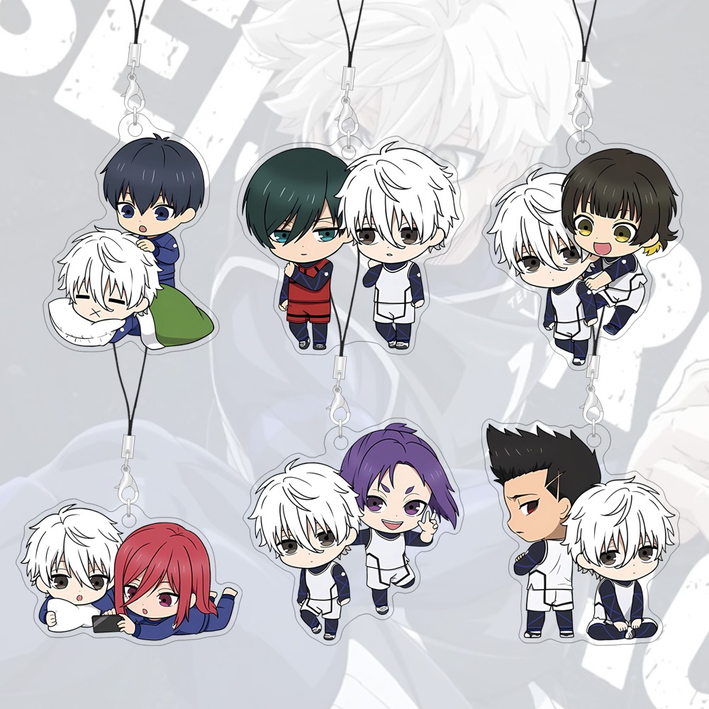 55มิลลิเมตรมิตรภาพสายโทรศัพท์สีฟ้าล็อคการ์ตูนอะคริลิกระเป๋าเสน่ห์นิเมชั่นเชือกเส้นเล็กอุปกรณ์โทรศัพ