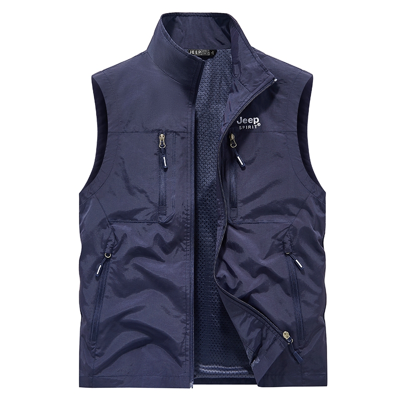 M-5xl Quick-Drying Breathable Vest Outdoor Leisure Multi-Pocket ตกปลาขนาดใหญ่เสื้อกั๊กบางเสื้อแจ็คเก็ต - รูปที่ 7