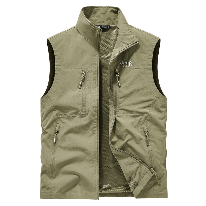 M-5xl Quick-Drying Breathable Vest Outdoor Leisure Multi-Pocket ตกปลาขนาดใหญ่เสื้อกั๊กบางเสื้อแจ็คเก็ต - รูปที่ 5