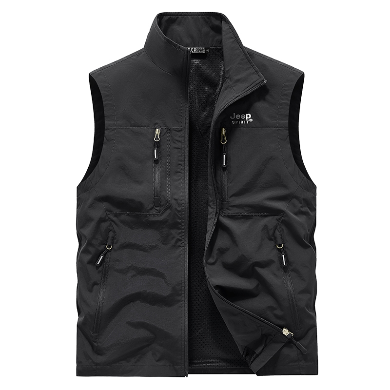 M-5xl Quick-Drying Breathable Vest Outdoor Leisure Multi-Pocket ตกปลาขนาดใหญ่เสื้อกั๊กบางเสื้อแจ็คเก็ต - รูปที่ 3