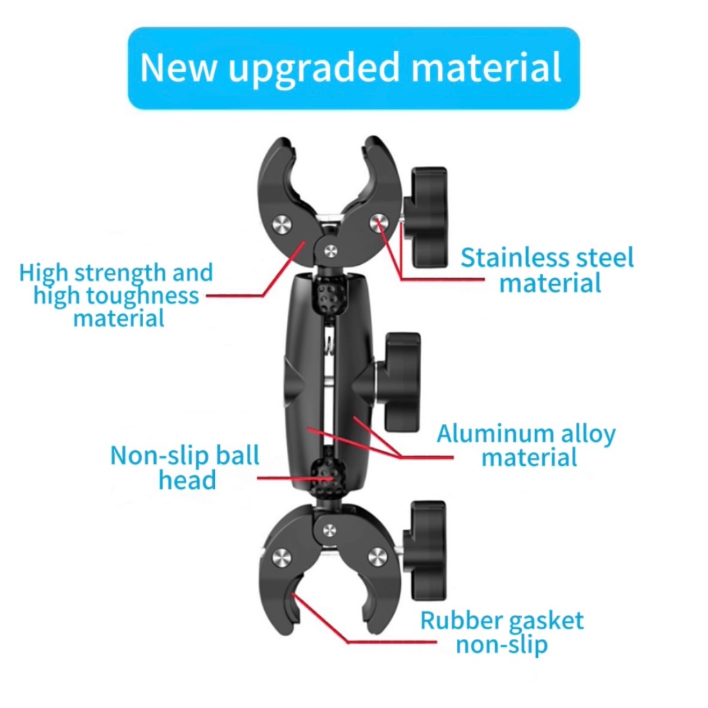 2025 รุ่นใหม่สําหรับ Insta360 GoPro ขี่รถจักรยานยนต์ power Clamp Double Socket Arm Clamp Strong คลิปรถจักรยานยนต์จักรยาน Handlebar ฐานคลิปยึดสําหรับ Insta360 X4 X3 X2 Go