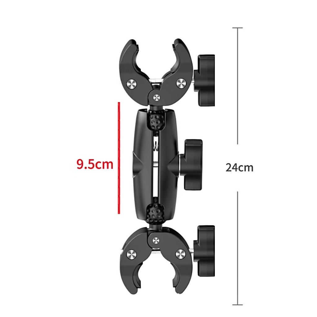 2025 รุ่นใหม่สําหรับ Insta360 GoPro ขี่รถจักรยานยนต์ power Clamp Double Socket Arm Clamp Strong คลิปรถจักรยานยนต์จักรยาน Handlebar ฐานคลิปยึดสําหรับ Insta360 X4 X3 X2 Go