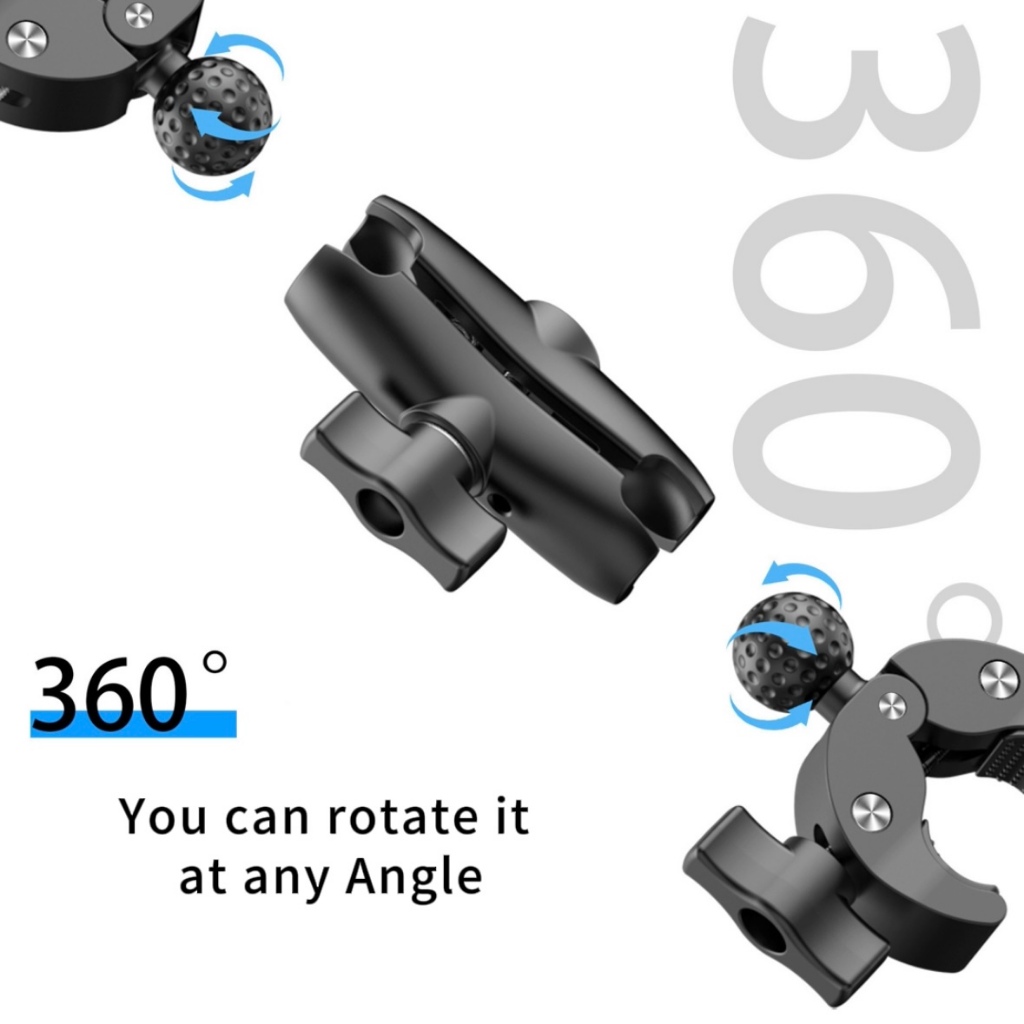 2025 รุ่นใหม่สําหรับ Insta360 GoPro ขี่รถจักรยานยนต์ power Clamp Double Socket Arm Clamp Strong คลิปรถจักรยานยนต์จักรยาน Handlebar ฐานคลิปยึดสําหรับ Insta360 X4 X3 X2 Go