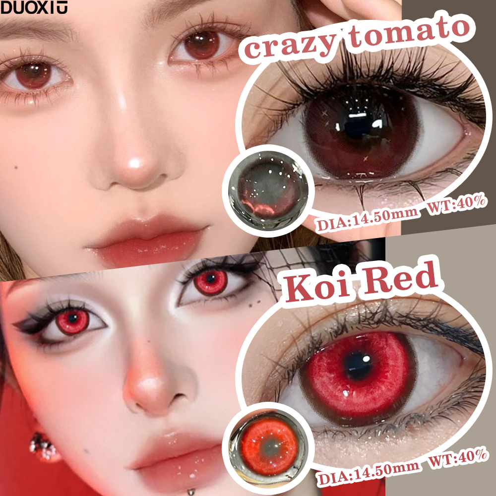COD✅Duoxiu คอนแทคเลนส์สีแดง 14.5 มม.คอสเพลย์ฮาโลวีน Scarlet Witch Red Eyes การ์ตูน Eye Eye แต่งหน้าคอสเพลย์คอนแทคเลนส์เกรด