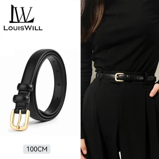 Louiswill เข็มขัดผู้หญิงเข็มขัดหนังสุภาพสตรี Skinny เข็มขัดผู้หญิง All-Match แฟชั่นสบายๆบางเอว สังกะสีอัลลอยด์หัวสําหรับกางเกงยีนส์กางเกงทองตกแต่ง Leisure B