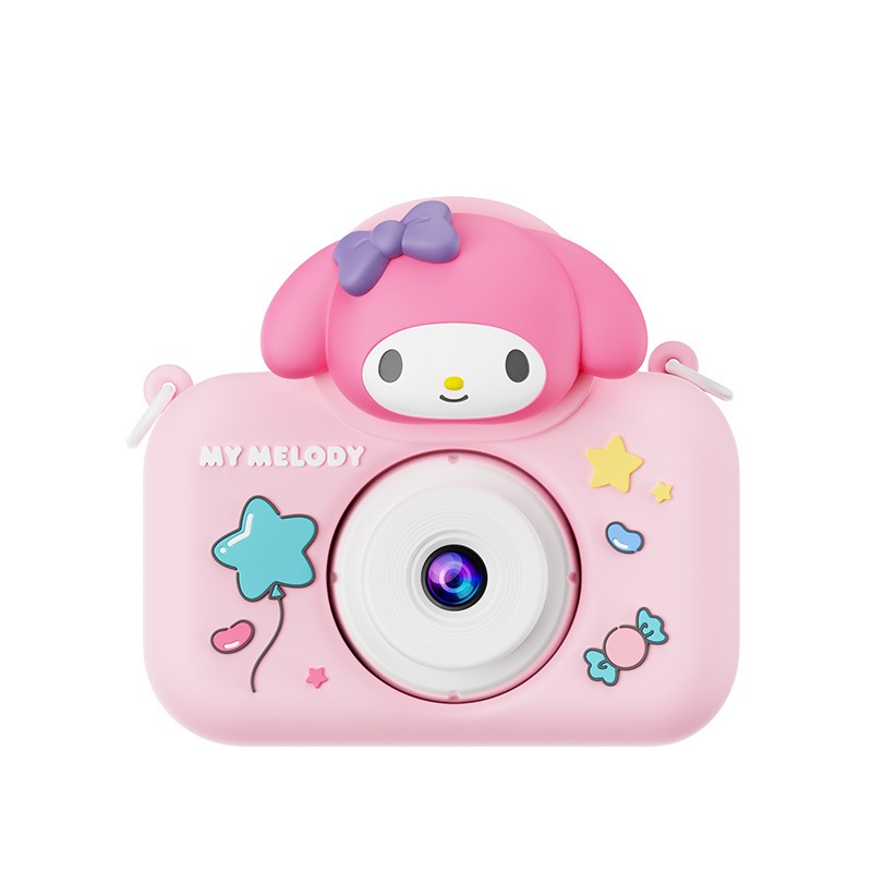 เด็กกล้องดิจิตอล 4800W พิกเซล Sanrio Kuromi Melody 1080P HD กล้องวิดีโอของเล่นเด็กด้านหน้าด้านหลังกล้องคู่ MP3 เพลงสําหรับ Selfie Video