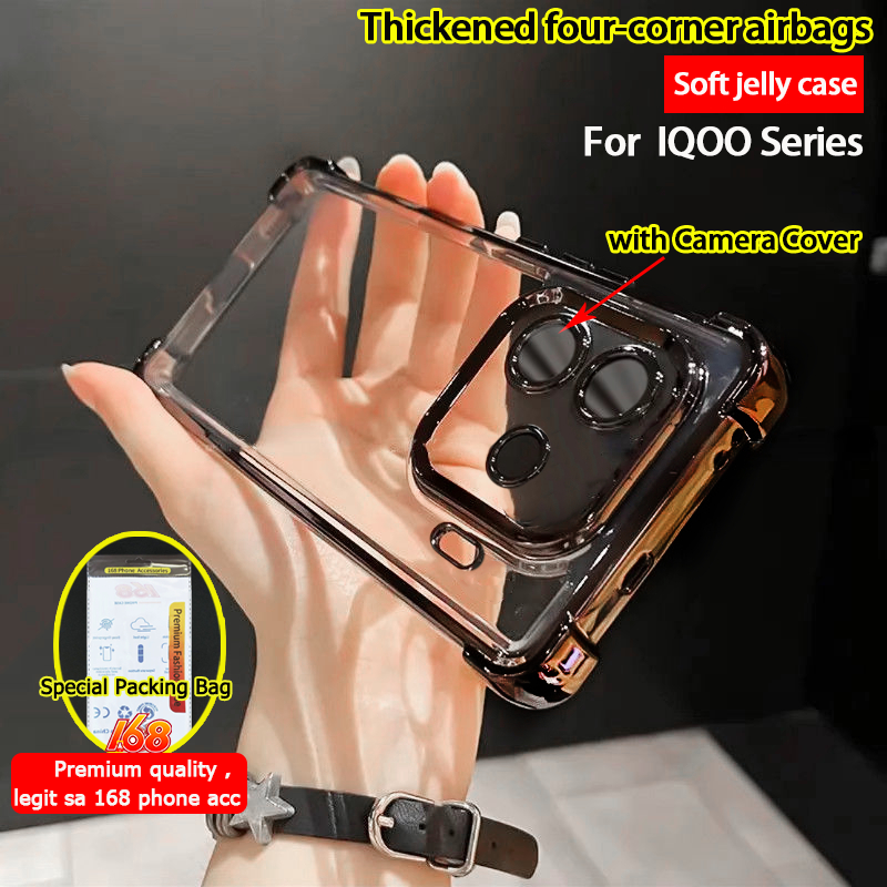 เคส iQOO Z9 Z9X 5G เคส IQOO Z9 Turbo เคสกันกระแทกใส เคสใส Jelly พร้อมตัวป้องกันเลนส์กล้อง เคสโทรศัพท
