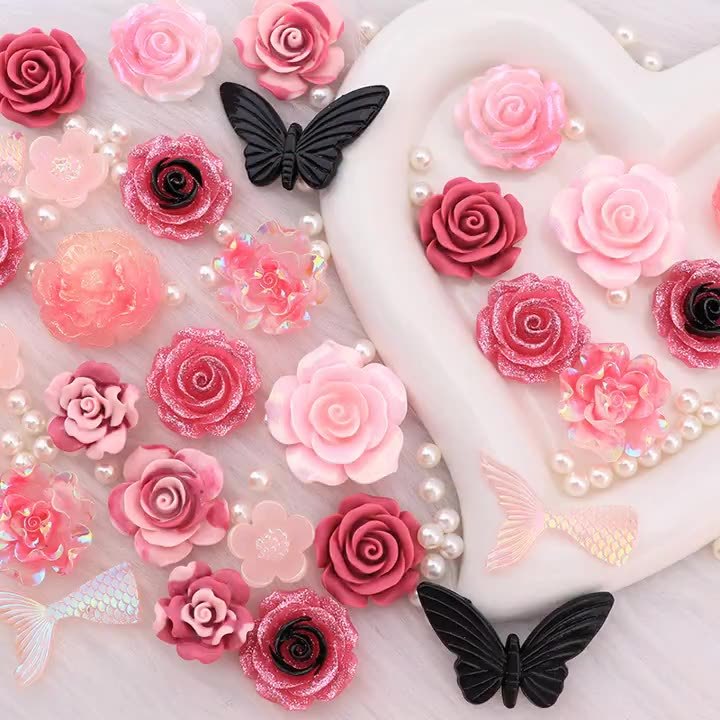 10 ชิ้นเรซิ่น 3D จําลอง Rose ดอกไม้ Flatback Cabochon สมุดภาพ Embellishments เคสโทรศัพท์ต่างหูเครื่องประดับตกแต่ง DIY อุปกรณ์เสริม