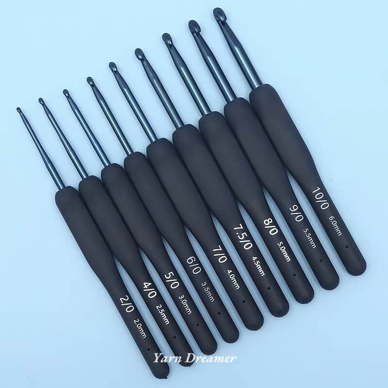 สีฟ้า เข็มโครเชต์ ด้ามจับนุ่ม โครเชต์ เซ็ต เข็มไหมพรม ชุด 9 ชิ้น เข็ม Crochet Hook 2mm 3mm 4mm 5mm 6mm
