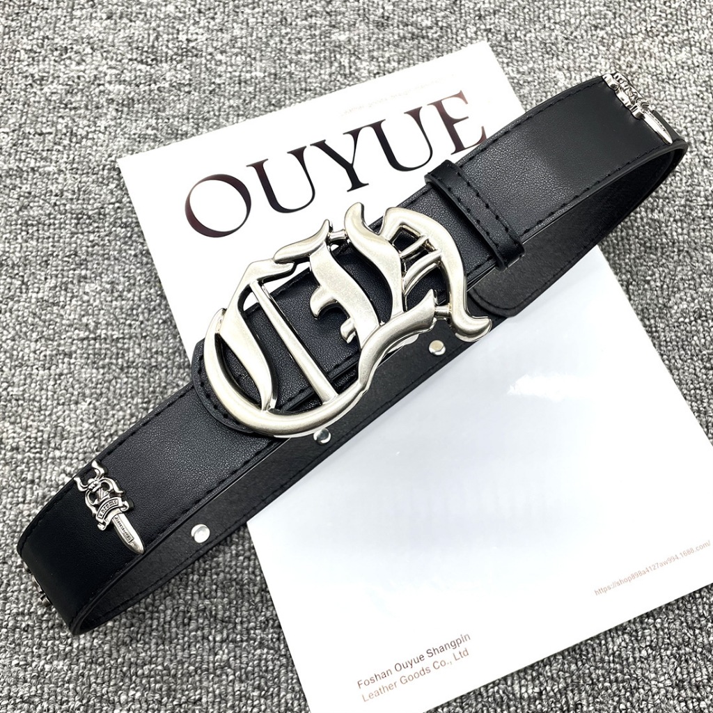 เข็มขัดผู้ชาย Black Holy Sword Irregular Letter Retro y2k