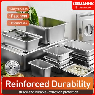 304 stainless steel hotel pan with cover buffet food storage with lid pan Pans Rectangular Tray Set
