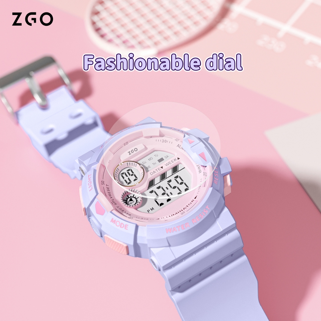 ZGO นาฬิกาดิจิตอล กันน้ำได้ สไตล์สปอร์ต สำหรับเด็กผู้หญิง นักเรียน เด็กเล็ก แบบน่ารัก สีสันสดใส 821