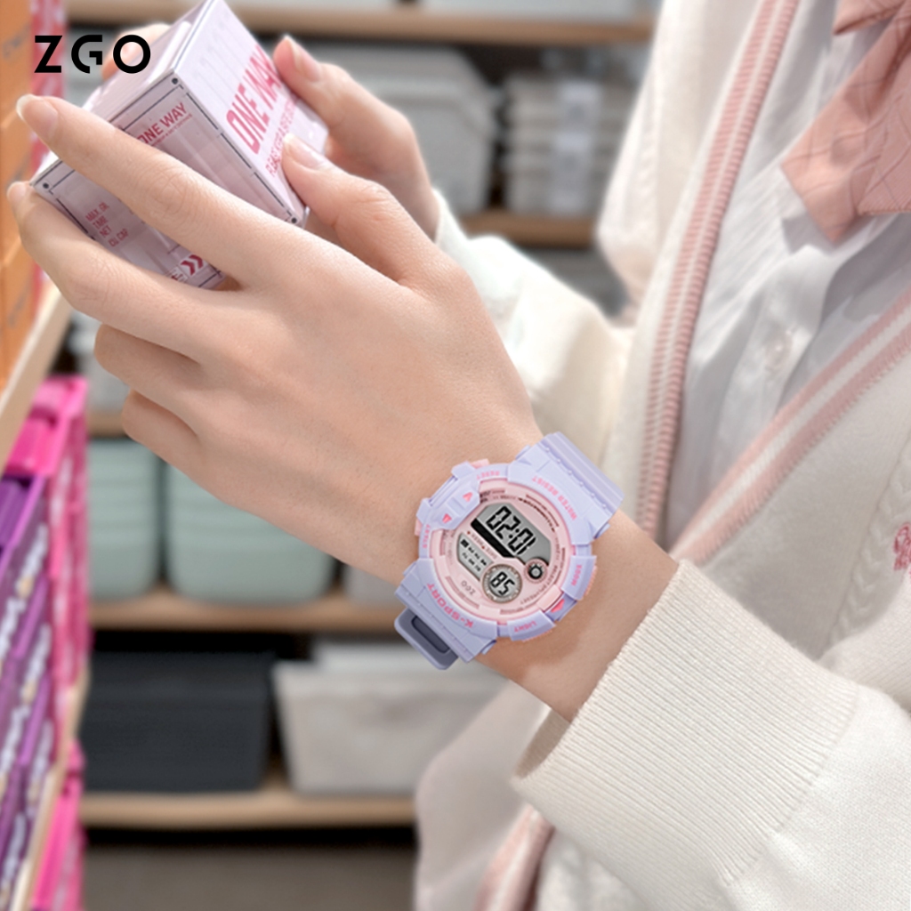 ZGO นาฬิกาดิจิตอล กันน้ำได้ สไตล์สปอร์ต สำหรับเด็กผู้หญิง นักเรียน เด็กเล็ก แบบน่ารัก สีสันสดใส 821