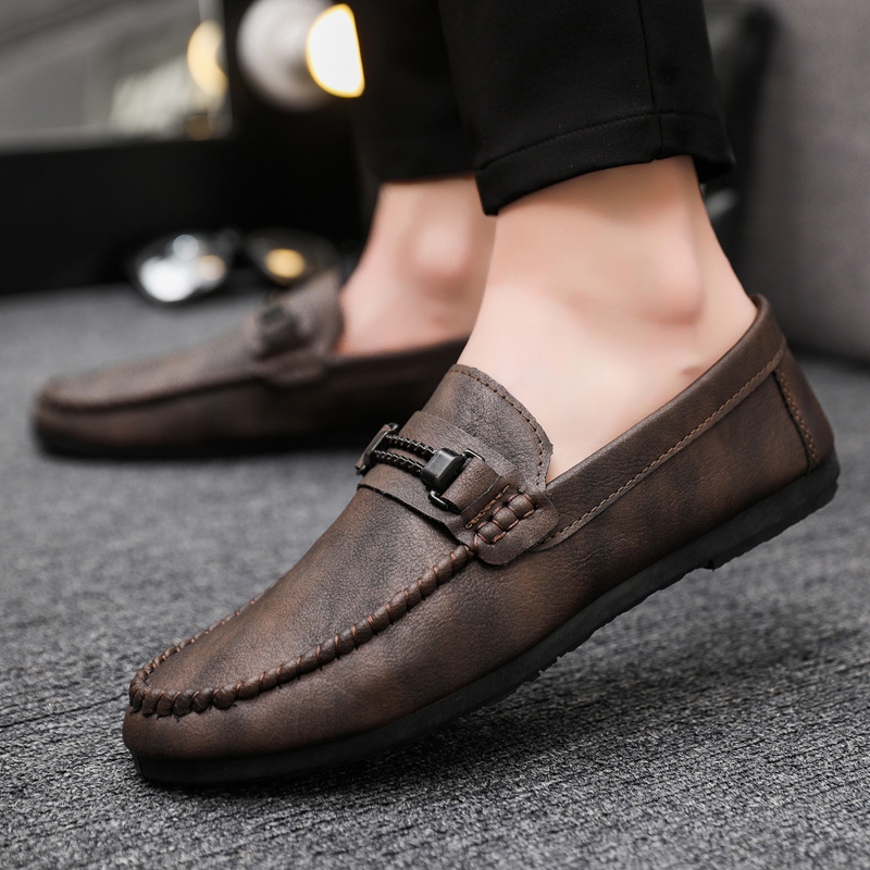 💕คุณภาพสูง💕แฟชั่น ผู้ชาย รองเท้าลำลอง รองเท้า loafer Breathable รองเท้าหนัง # DD91💕
