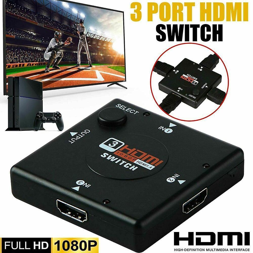 สวิตช์ HDMI 3 ใน 1 ออก HDMI Switcher 3 พอร์ตฮับกล่องสวิตช์อัตโนมัติ 3x1 1080p HD 3 ใน 1 ออก HDMI Splitter HUB