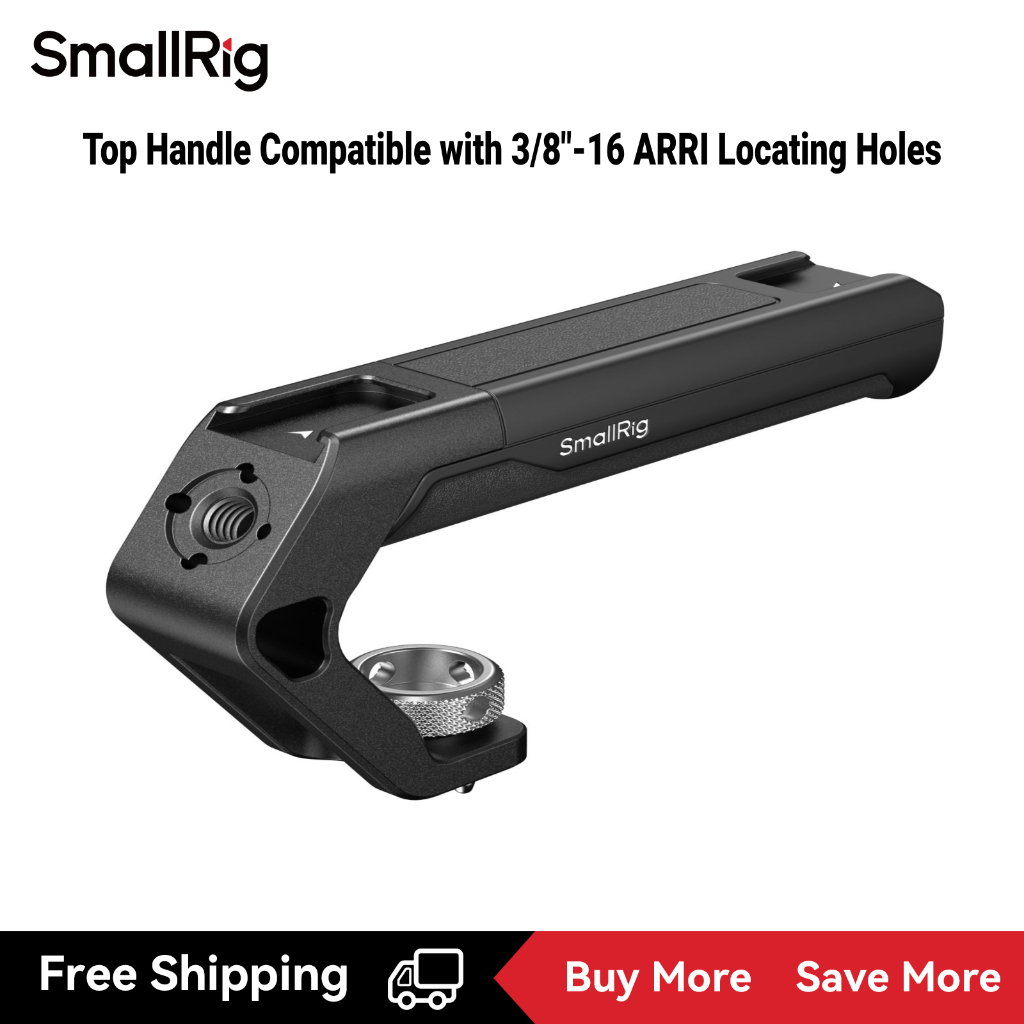 Smallrig Top Handle ใช้งานร่วมกับ 3/8 "-16 ARRI Locating Holes, High-Strength Engineering พลาสติก Handle พร้อม 2 แผ่นรองเท้าเย็น #4757