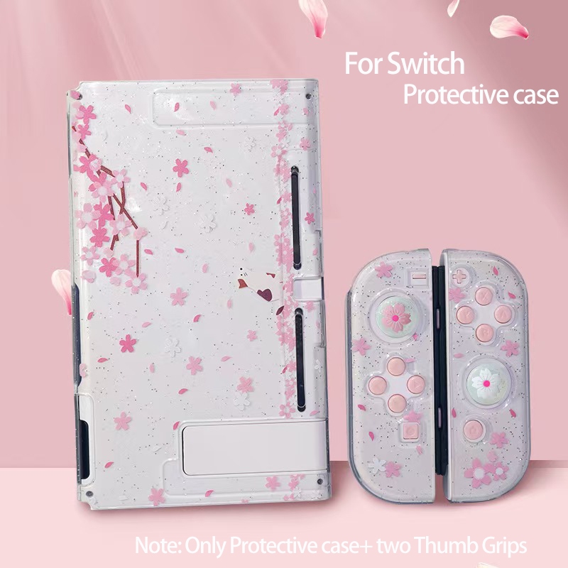 Sakura-Themed เคสสําหรับ Nintendo Switch /OLED/Switch 2 น้ําหนักเบา ทนทาน คอนโซลผิวสําหรับ Nintendo Switch OLED/NS2