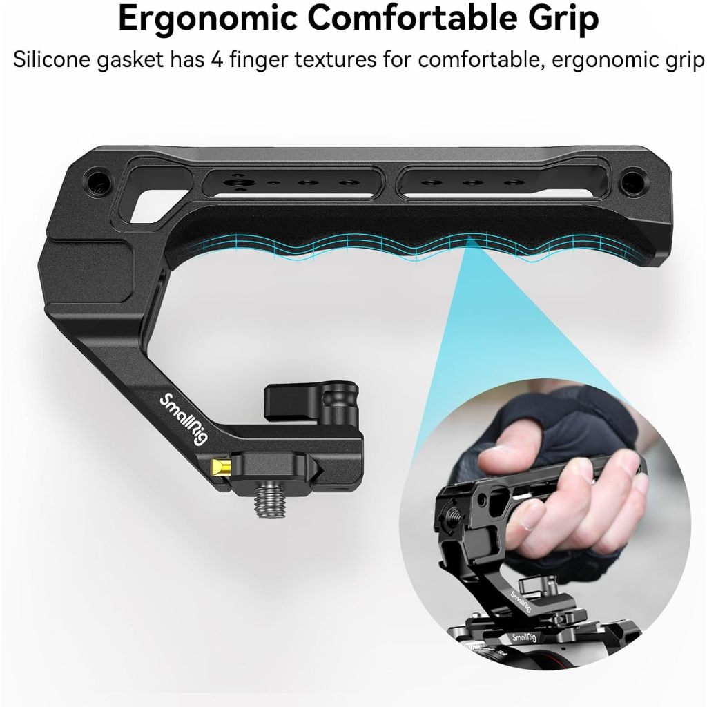 Smallrig น้ําหนักเบา NATO Top Handle, Max Load 10 กก. (22 ปอนด์), Universal Top Handle พร้อมอะแดปเตอร์รองเท้าเย็น 5 อัน - 4345