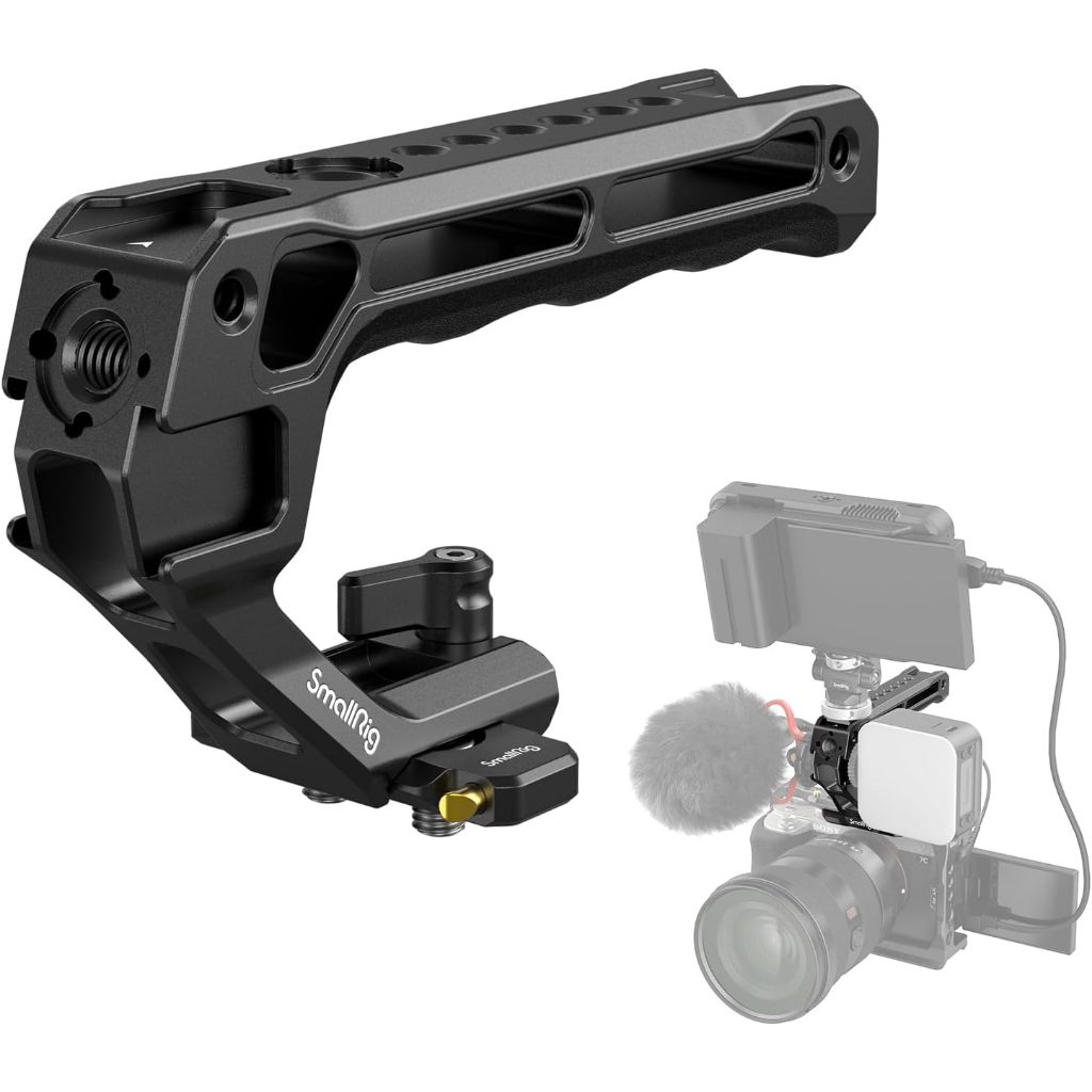 Smallrig น้ําหนักเบา NATO Top Handle, Max Load 10 กก. (22 ปอนด์), Universal Top Handle พร้อมอะแดปเตอร์รองเท้าเย็น 5 อัน - 4345