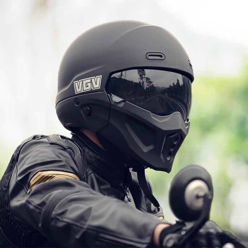 หมวกกันน็อก VGV แบบแปลงรูป Full Face/3/4 ผ่านมาตรฐาน DOT และ 3C, ถอดปากกากันกระแทกได้, ช่องเสียบบลูท