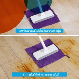 BOOMJOY ไม้ถูพื้นขี้เกียจเปลี่ยนผ้าอัตโนมัติมัลติฟังก์ชั่น, ไม้ถูพื้นสกปรกแบบใช้แล้วทิ้งแบบไม่ต้องสัมผัส, ไม้ถูพื้นแบบเรี เหมาะสำหรับครอบครัวที่มีสัตว์เลี้ยง