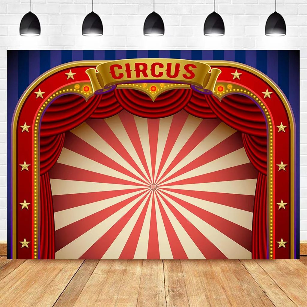 ฉากหลังถ่ายภาพ Red Carnival Circus Carnival Circus Theme ฉากหลังภาพสําหรับตกแต่งงานปาร์ตี้พื้นหลังการถ่ายภาพ