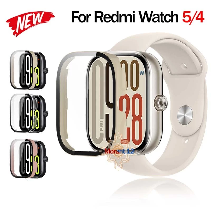 สายรัดซิลิโคน + เคสป้องกันกระจกสําหรับ Xiaomi Redmi Watch 5/4 ตัวป้องกันหน้าจอพร้อม (เครื่องมือติดตั้งง่ายฟิล์ม)