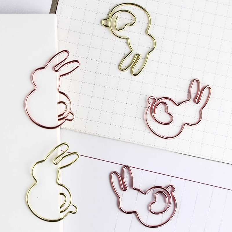 10/20pcs Kawaii กระต่ายคลิปหนีบกระดาษน่ารัก Hollow Bunny Binder คลิปบุ๊คมาร์คตั๋วภาพผู้ถือโน้ตบุ๊ค Planner Binding คลิปอุปกรณ์สํานักงาน