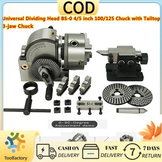 Universal Dividing Head BS-0 4/5/6 inch 100mm 125mm 160mm 3-Jaw Chuck Precision Semi with Tailtop 3-15