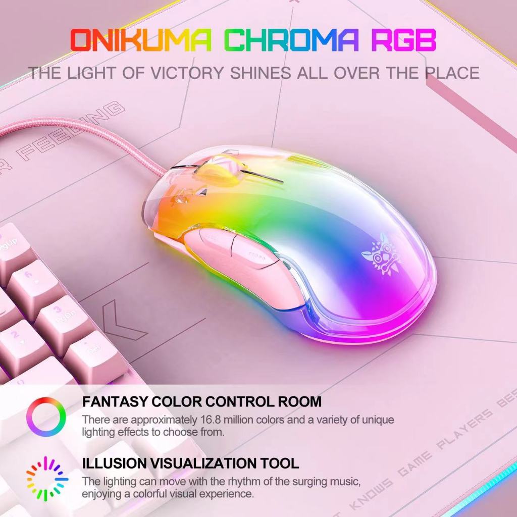 Onikuma CW925Gaming Mouse Optical Gaming Mouse ความแม่นยําสูงปรับ DPI 800-12800 RGB Backlight