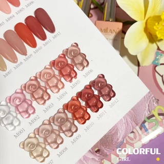 ✨พร้อมส่ง🇹🇭✨สีเจลไซรัปรุ่นใหม่ MILAN 12 สี สีเจลไซรัป โทนชมพู Ice Peach 12 สี แถม ชาร์ทสี สีเจลไซรัปIce Peach